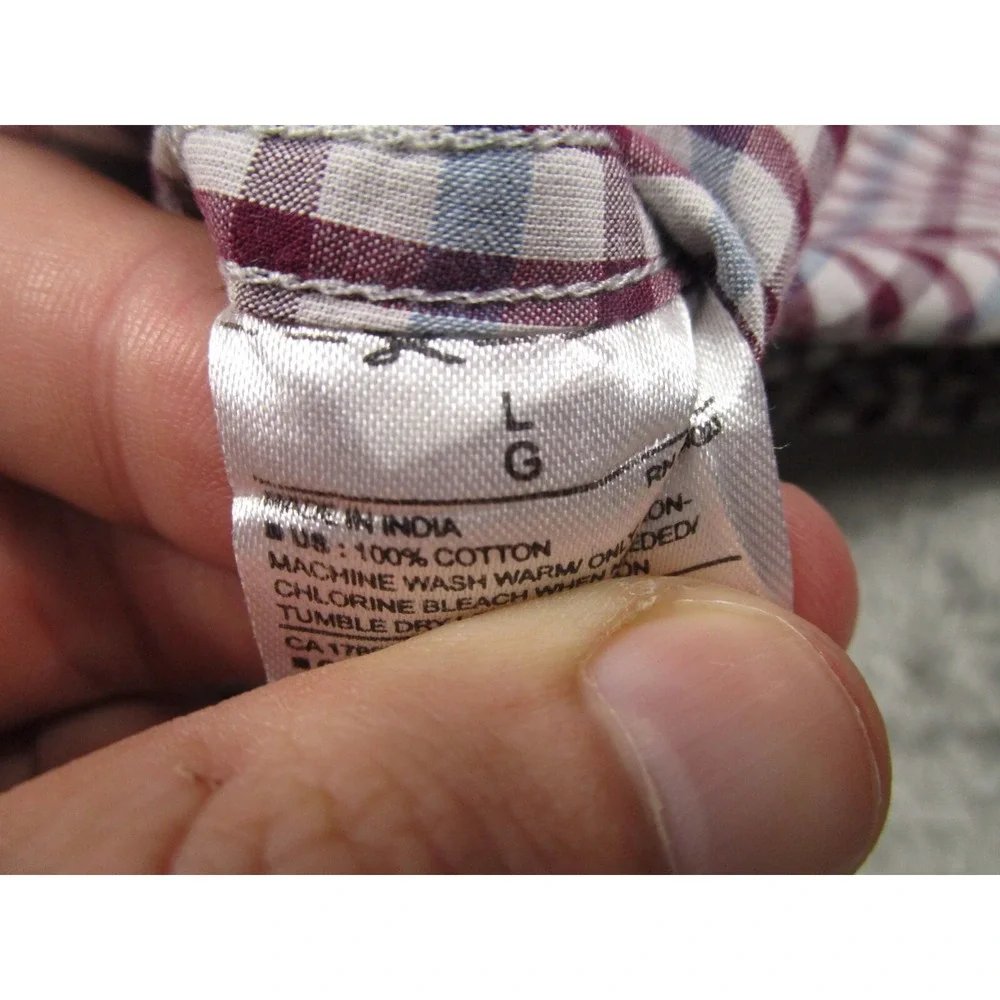 Banana Republic Shirt‎ Mens Large Red Slim Fit Checked Cotton Preppy